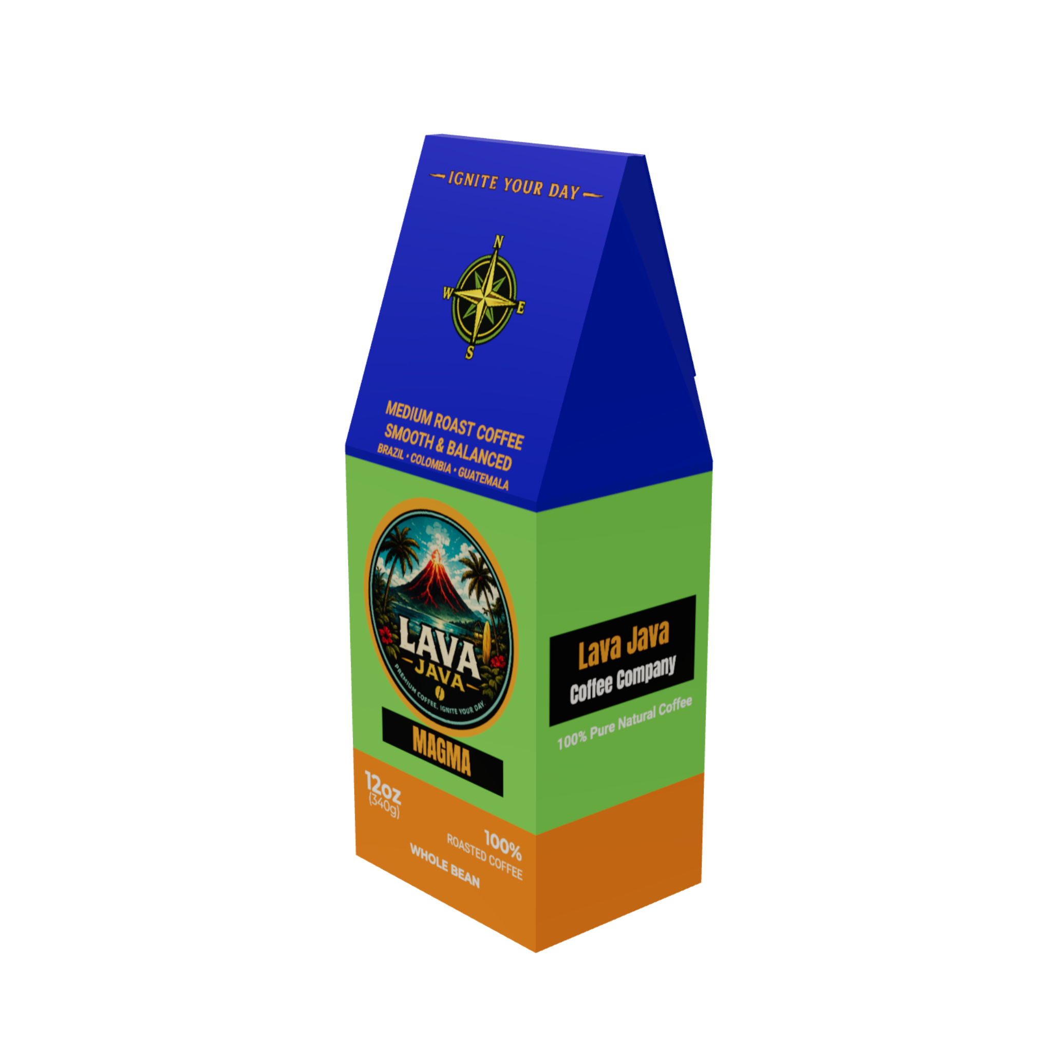 Magma — medium roast coffee from Brazil, Colombia, Guatemala, 12 oz bag
