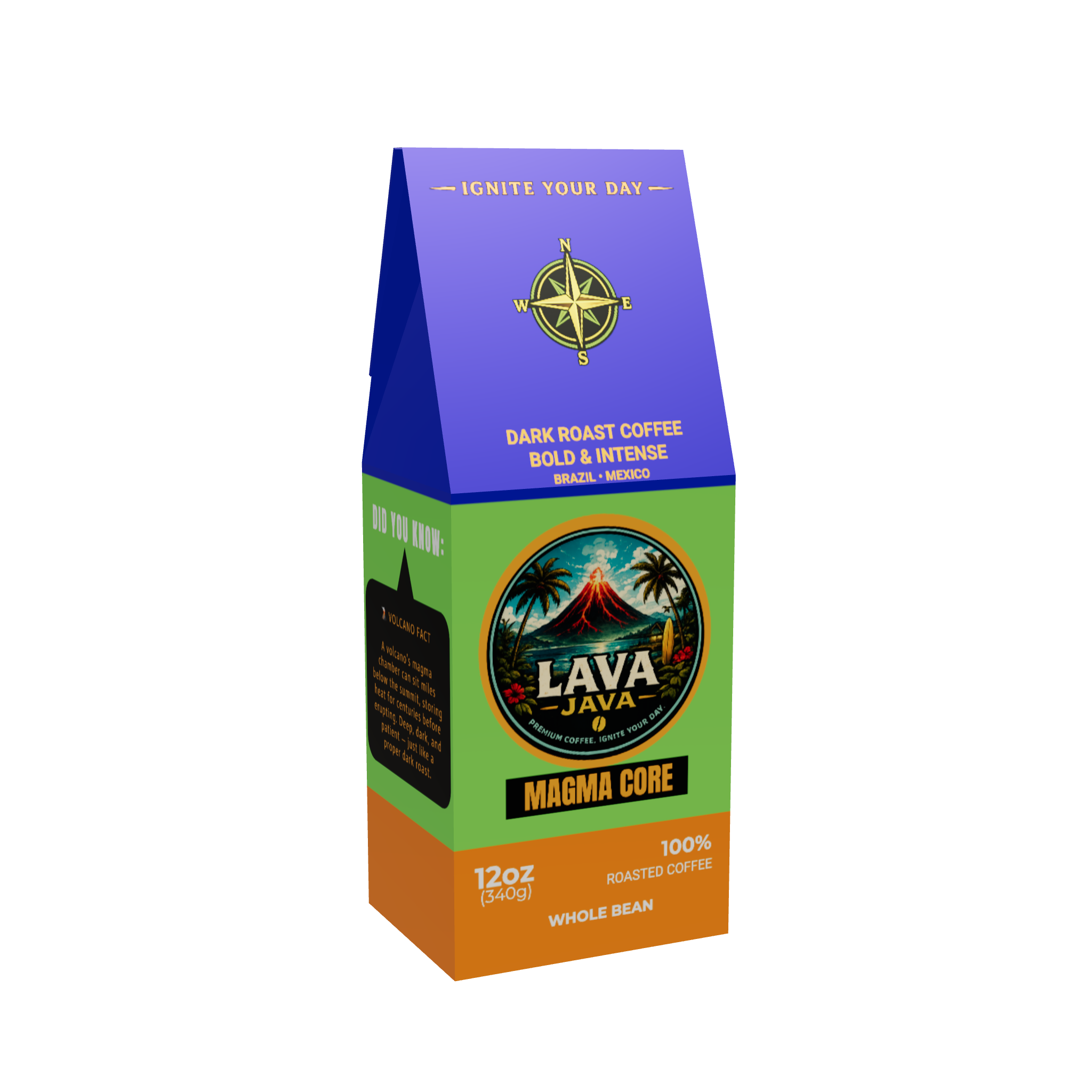 Magma Core — dark roast coffee from Brazil, Mexico, 12 oz bag